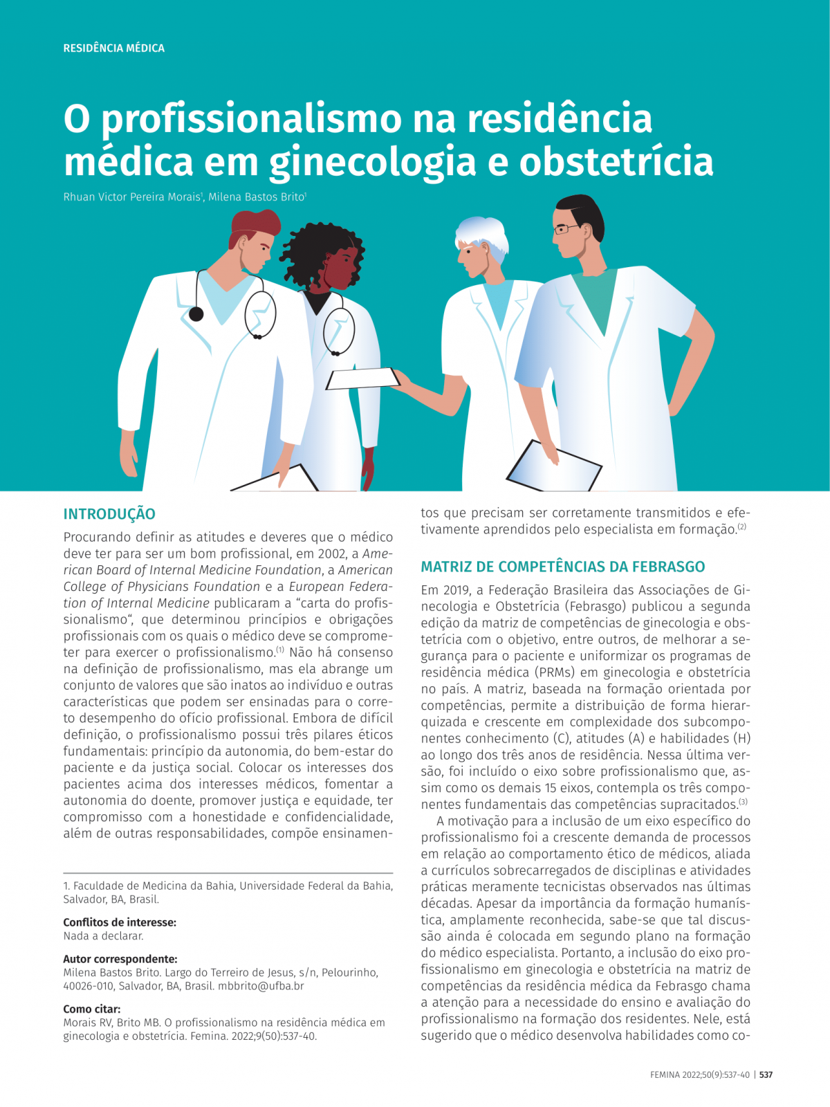 Imagem Confira o artigo sobre- O profissionalismo na residência médica em ginecologia e obstetrícia